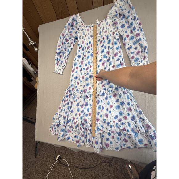 Love Shack Fancy Miri Dress Sz M Floral Square Neck Ruffle Tiered Midi Coquette - Picture 11 of 16